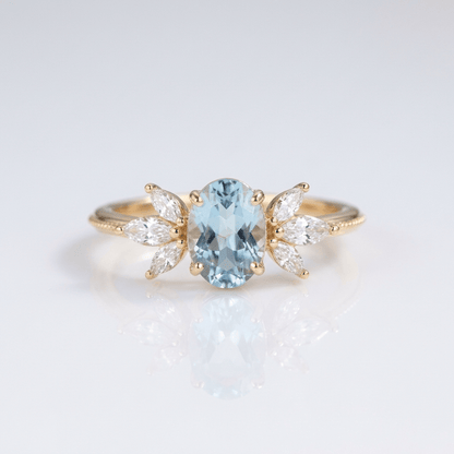 GOLD AQUAMARINE MARQUISE RING