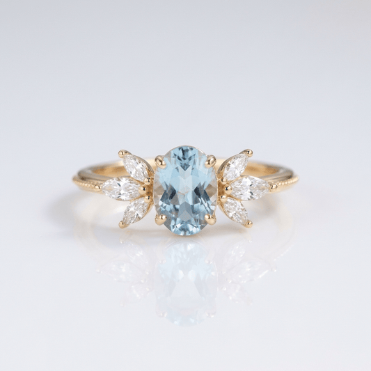 GOLD AQUAMARINE MARQUISE RING