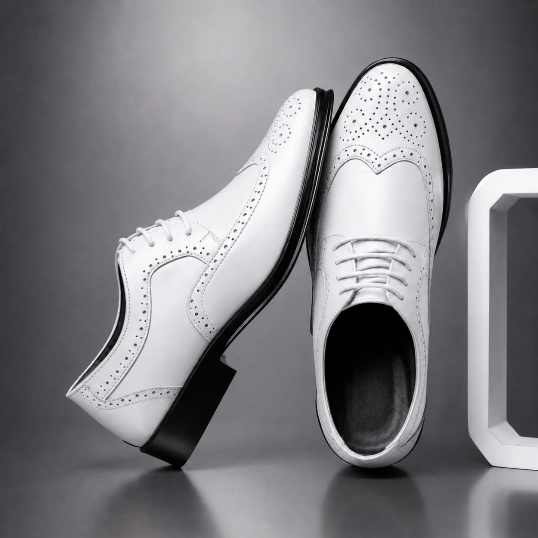 Lucas - Men's Classic Oxford Dress Shoes with Brogue Detailing