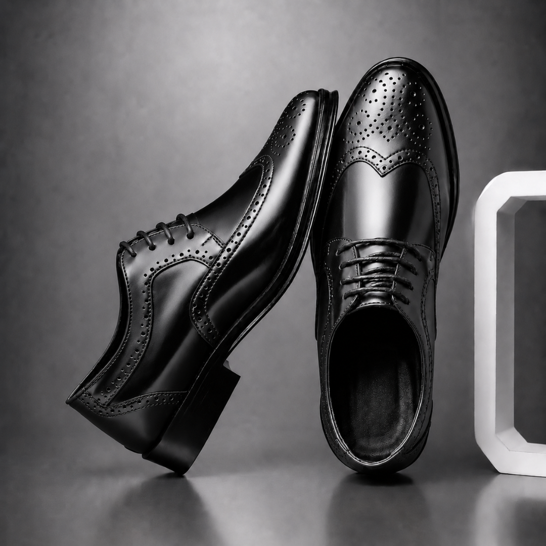 Lucas - Men's Classic Oxford Dress Shoes with Brogue Detailing