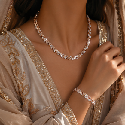 Elegant Glass Rhinestone Fish Tail Set