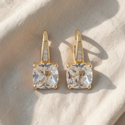 Mystic Sapphire Stone Hoop Gold Earrings