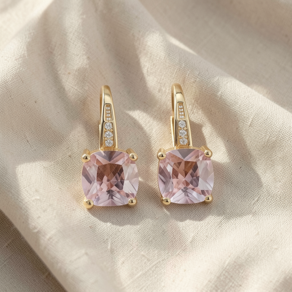Mystic Sapphire Stone Hoop Gold Earrings