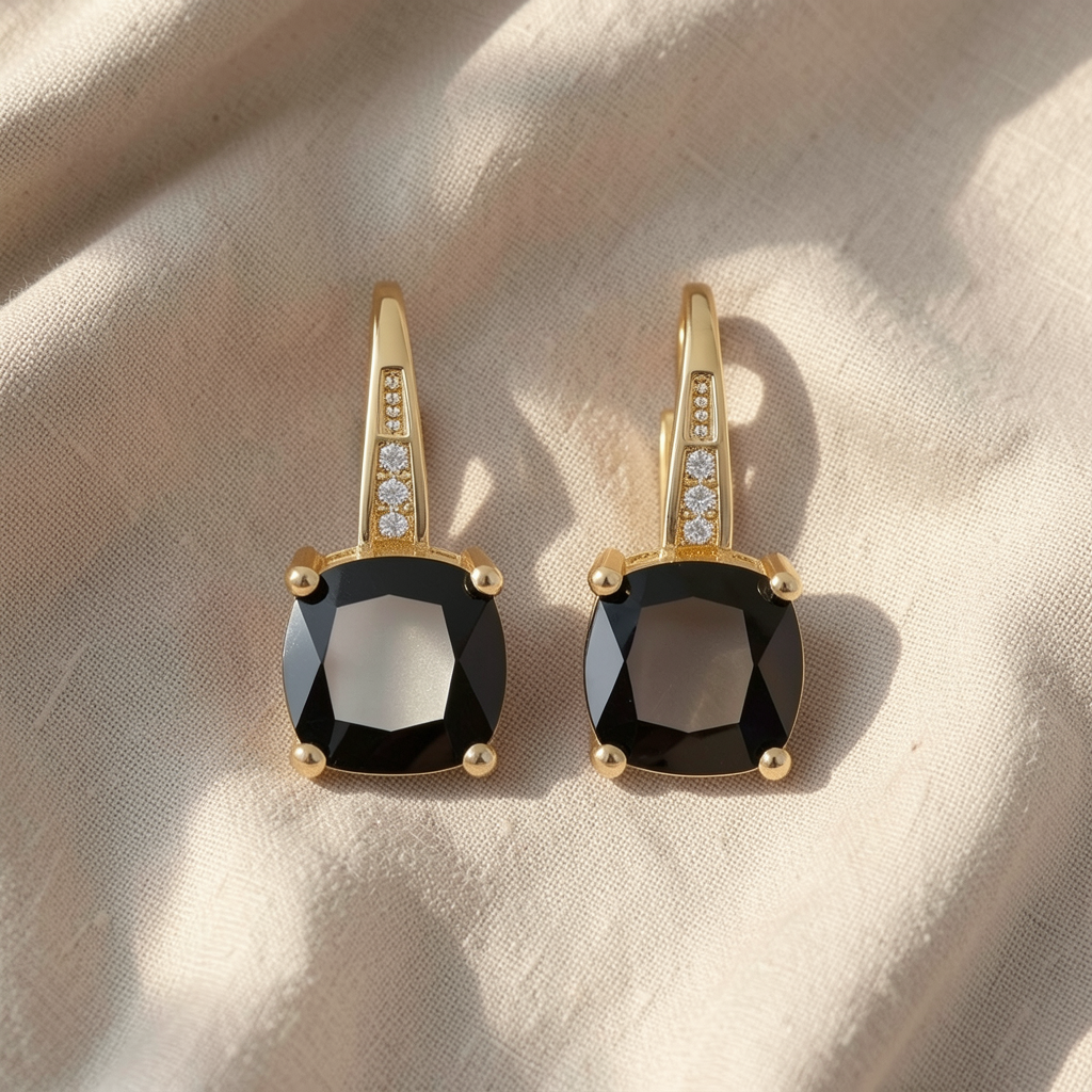Mystic Sapphire Stone Hoop Gold Earrings